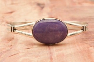 Genuine Charoite Sterling Silver Navajo Bracelet